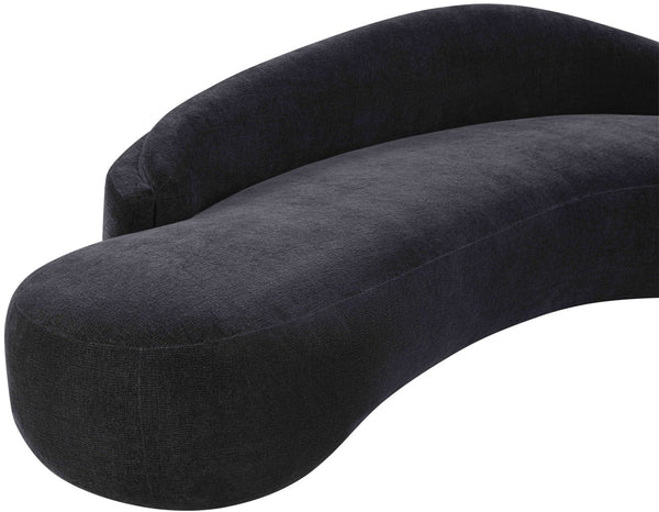 Meridian Furniture Caspian Curved Chenille Sofa with Sculptural Silhouette and Solid Wood Frame for Living Rooms Black 101 inches 44033Black-S