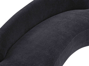 Meridian Furniture Caspian Curved Chenille Sofa with Sculptural Silhouette and Solid Wood Frame for Living Rooms Black 101 inches 44033Black-S