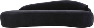 Meridian Furniture Caspian Curved Chenille Sofa with Sculptural Silhouette and Solid Wood Frame for Living Rooms Black 101 inches 44033Black-S