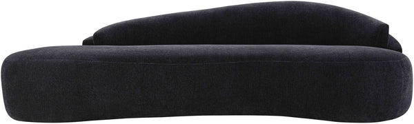 Meridian Furniture Caspian Curved Chenille Sofa with Sculptural Silhouette and Solid Wood Frame for Living Rooms Black 101 inches 44033Black-S