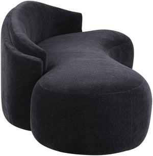 Meridian Furniture Caspian Curved Chenille Sofa with Sculptural Silhouette and Solid Wood Frame for Living Rooms Black 101 inches 44033Black-S