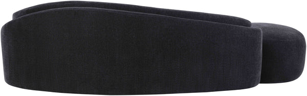 Meridian Furniture Caspian Curved Chenille Sofa with Sculptural Silhouette and Solid Wood Frame for Living Rooms Black 101 inches 44033Black-S