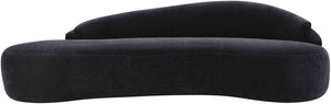 Meridian Furniture Caspian Curved Chenille Sofa with Sculptural Silhouette and Solid Wood Frame for Living Rooms Black 101 inches 44033Black-S