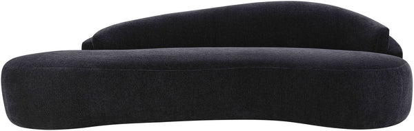 Meridian Furniture Caspian Curved Chenille Sofa with Sculptural Silhouette and Solid Wood Frame for Living Rooms Black 101 inches 44033Black-S