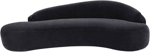 Meridian Furniture Caspian Curved Chenille Sofa with Sculptural Silhouette and Solid Wood Frame for Living Rooms Black 101 inches 44033Black-S