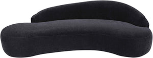 Meridian Furniture Caspian Curved Chenille Sofa with Sculptural Silhouette and Solid Wood Frame for Living Rooms Black 101 inches 44033Black-S