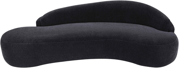 Meridian Furniture Caspian Curved Chenille Sofa with Sculptural Silhouette and Solid Wood Frame for Living Rooms Black 101 inches 44033Black-S