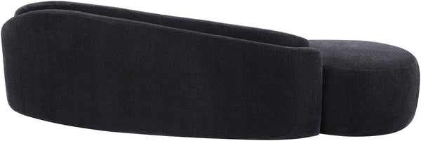Meridian Furniture Caspian Curved Chenille Sofa with Sculptural Silhouette and Solid Wood Frame for Living Rooms Black 101 inches 44033Black-S