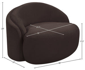 Meridian Furniture Caspian Curved Sculptural Chenille Accent Chair with Solid Wood Frame for Modern Living Spaces Brown 44033Brown-C