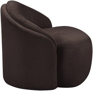 Meridian Furniture Caspian Curved Sculptural Chenille Accent Chair with Solid Wood Frame for Modern Living Spaces Brown 44033Brown-C