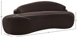 Meridian Furniture Caspian Curved Chenille Sofa with Sculptural Silhouette and Solid Wood Frame for Living Rooms Brown 79 inches 44033Brown-L
