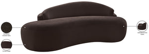 Meridian Furniture Caspian Curved Chenille Sofa with Sculptural Silhouette and Solid Wood Frame for Living Rooms Brown 79 inches 44033Brown-L