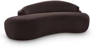 Meridian Furniture Caspian Curved Chenille Sofa with Sculptural Silhouette and Solid Wood Frame for Living Rooms Brown 79 inches 44033Brown-L