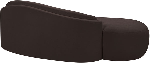 Meridian Furniture Caspian Curved Chenille Sofa with Sculptural Silhouette and Solid Wood Frame for Living Rooms Brown 79 inches 44033Brown-L