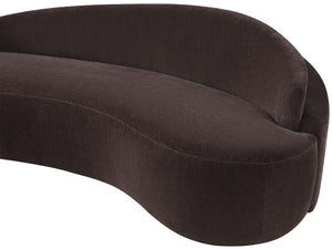 Meridian Furniture Caspian Curved Chenille Sofa with Sculptural Silhouette and Solid Wood Frame for Living Rooms Brown 79 inches 44033Brown-L