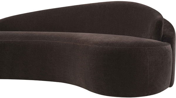 Meridian Furniture Caspian Curved Chenille Sofa with Sculptural Silhouette and Solid Wood Frame for Living Rooms Brown 79 inches 44033Brown-L