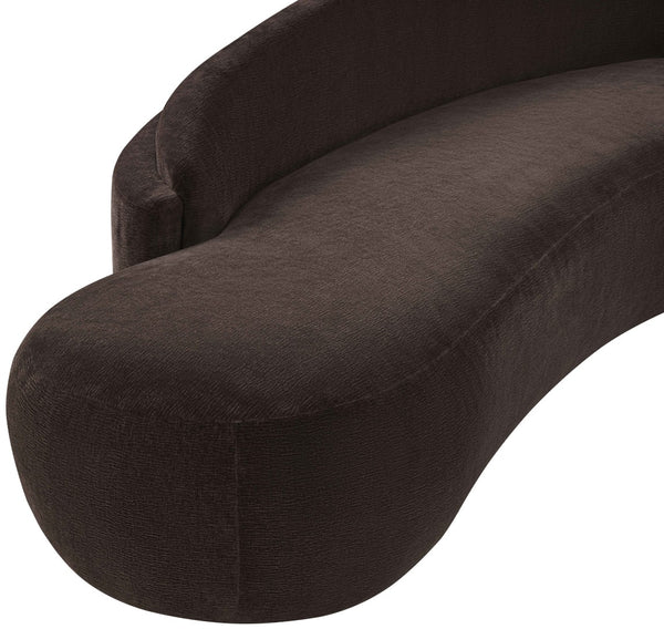 Meridian Furniture Caspian Curved Chenille Sofa with Sculptural Silhouette and Solid Wood Frame for Living Rooms Brown 79 inches 44033Brown-L