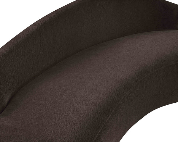Meridian Furniture Caspian Curved Chenille Sofa with Sculptural Silhouette and Solid Wood Frame for Living Rooms Brown 79 inches 44033Brown-L