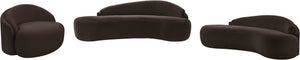 Meridian Furniture Caspian Curved Chenille Sofa with Sculptural Silhouette and Solid Wood Frame for Living Rooms Brown 79 inches 44033Brown-L