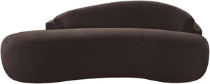 Meridian Furniture Caspian Curved Chenille Sofa with Sculptural Silhouette and Solid Wood Frame for Living Rooms Brown 79 inches 44033Brown-L