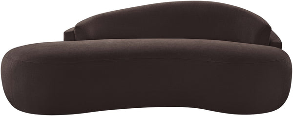 Meridian Furniture Caspian Curved Chenille Sofa with Sculptural Silhouette and Solid Wood Frame for Living Rooms Brown 79 inches 44033Brown-L