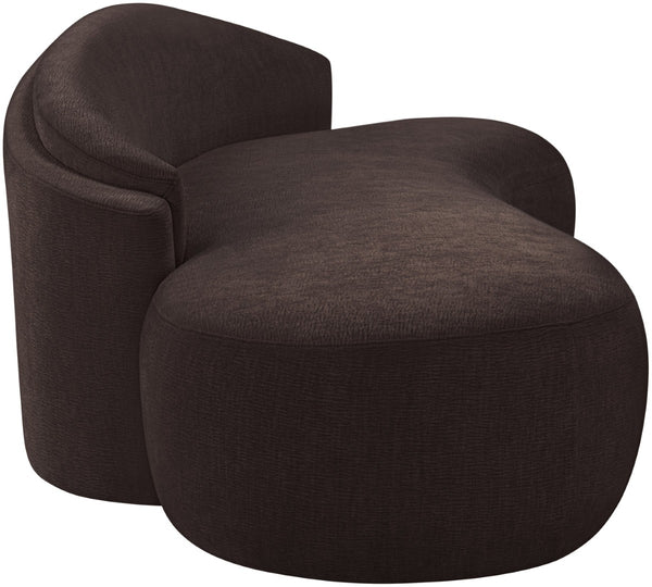 Meridian Furniture Caspian Curved Chenille Sofa with Sculptural Silhouette and Solid Wood Frame for Living Rooms Brown 79 inches 44033Brown-L