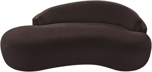 Meridian Furniture Caspian Curved Chenille Sofa with Sculptural Silhouette and Solid Wood Frame for Living Rooms Brown 79 inches 44033Brown-L