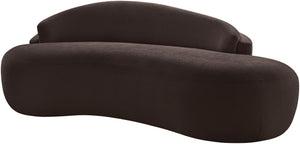 Meridian Furniture Caspian Curved Chenille Sofa with Sculptural Silhouette and Solid Wood Frame for Living Rooms Brown 79 inches 44033Brown-L