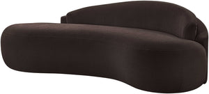 Meridian Furniture Caspian Curved Chenille Sofa with Sculptural Silhouette and Solid Wood Frame for Living Rooms Brown 79 inches 44033Brown-L