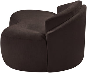 Meridian Furniture Caspian Curved Chenille Sofa with Sculptural Silhouette and Solid Wood Frame for Living Rooms Brown 79 inches 44033Brown-L