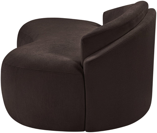 Meridian Furniture Caspian Curved Chenille Sofa with Sculptural Silhouette and Solid Wood Frame for Living Rooms Brown 79 inches 44033Brown-L