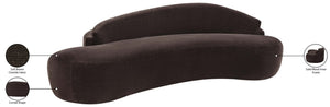 Meridian Furniture Caspian Curved Chenille Sofa with Sculptural Silhouette and Solid Wood Frame for Living Rooms Brown 101 inches 44033Brown-S