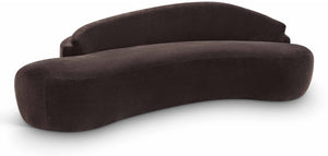 Meridian Furniture Caspian Curved Chenille Sofa with Sculptural Silhouette and Solid Wood Frame for Living Rooms Brown 101 inches 44033Brown-S