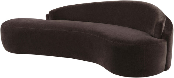 Meridian Furniture Caspian Curved Chenille Sofa with Sculptural Silhouette and Solid Wood Frame for Living Rooms Brown 101 inches 44033Brown-S