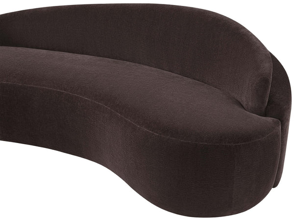 Meridian Furniture Caspian Curved Chenille Sofa with Sculptural Silhouette and Solid Wood Frame for Living Rooms Brown 101 inches 44033Brown-S