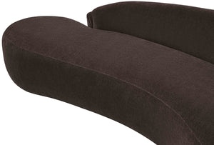 Meridian Furniture Caspian Curved Chenille Sofa with Sculptural Silhouette and Solid Wood Frame for Living Rooms Brown 101 inches 44033Brown-S