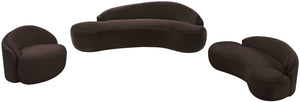 Meridian Furniture Caspian Curved Chenille Sofa with Sculptural Silhouette and Solid Wood Frame for Living Rooms Brown 101 inches 44033Brown-S