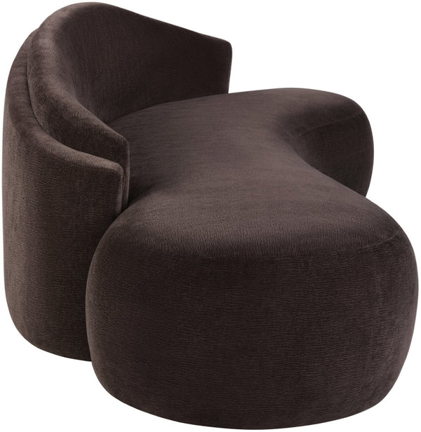 Meridian Furniture Caspian Curved Chenille Sofa with Sculptural Silhouette and Solid Wood Frame for Living Rooms Brown 101 inches 44033Brown-S