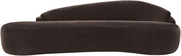 Meridian Furniture Caspian Curved Chenille Sofa with Sculptural Silhouette and Solid Wood Frame for Living Rooms Brown 101 inches 44033Brown-S