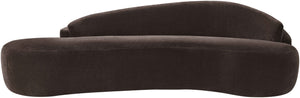 Meridian Furniture Caspian Curved Chenille Sofa with Sculptural Silhouette and Solid Wood Frame for Living Rooms Brown 101 inches 44033Brown-S