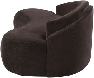 Meridian Furniture Caspian Curved Chenille Sofa with Sculptural Silhouette and Solid Wood Frame for Living Rooms Brown 101 inches 44033Brown-S