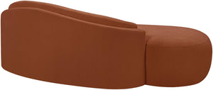 Meridian Furniture Caspian Curved Chenille Sofa with Sculptural Silhouette and Solid Wood Frame for Living Rooms Cognac 79 inches 44033Cognac-L
