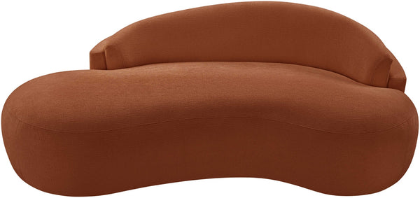 Meridian Furniture Caspian Curved Chenille Sofa with Sculptural Silhouette and Solid Wood Frame for Living Rooms Cognac 79 inches 44033Cognac-L