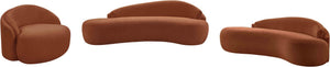 Meridian Furniture Caspian Curved Chenille Sofa with Sculptural Silhouette and Solid Wood Frame for Living Rooms Cognac 101 inches 44033Cognac-S