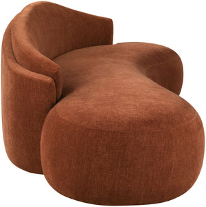 Meridian Furniture Caspian Curved Chenille Sofa with Sculptural Silhouette and Solid Wood Frame for Living Rooms Cognac 101 inches 44033Cognac-S