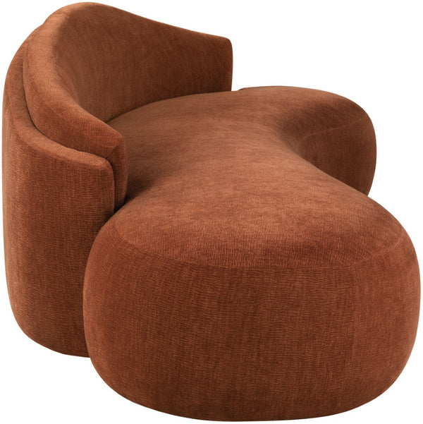 Meridian Furniture Caspian Curved Chenille Sofa with Sculptural Silhouette and Solid Wood Frame for Living Rooms Cognac 101 inches 44033Cognac-S