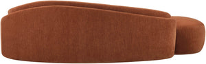 Meridian Furniture Caspian Curved Chenille Sofa with Sculptural Silhouette and Solid Wood Frame for Living Rooms Cognac 101 inches 44033Cognac-S