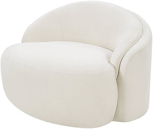 Meridian Furniture Caspian Curved Sculptural Chenille Accent Chair with Solid Wood Frame for Modern Living Spaces Cream 44033Cream-C