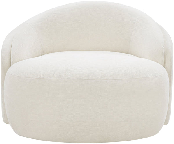 Meridian Furniture Caspian Curved Sculptural Chenille Accent Chair with Solid Wood Frame for Modern Living Spaces Cream 44033Cream-C