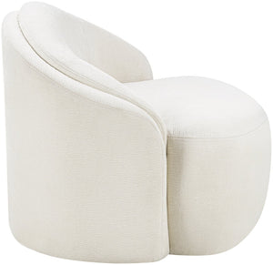 Meridian Furniture Caspian Curved Sculptural Chenille Accent Chair with Solid Wood Frame for Modern Living Spaces Cream 44033Cream-C